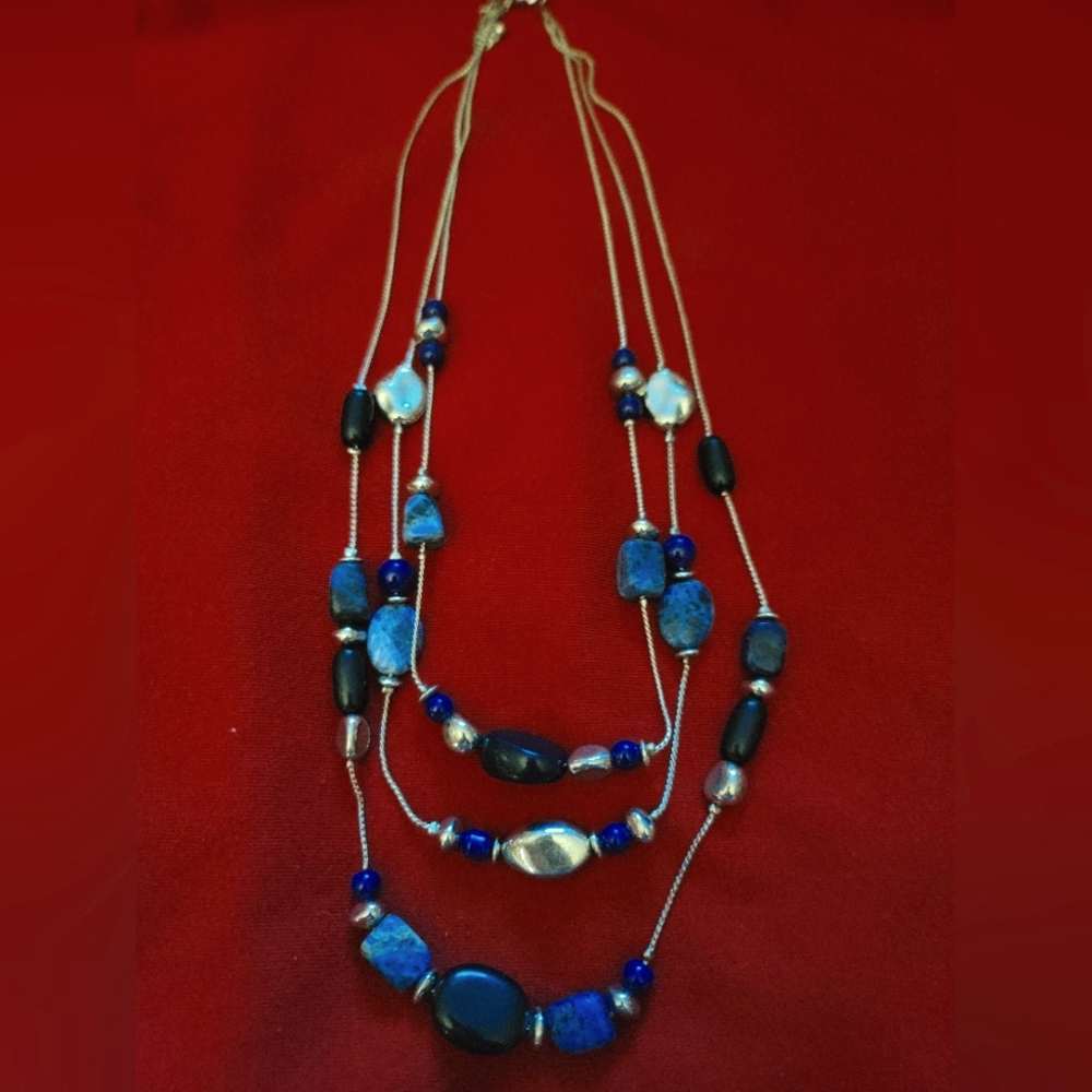 20in  blue ,purple ,silver necklace.